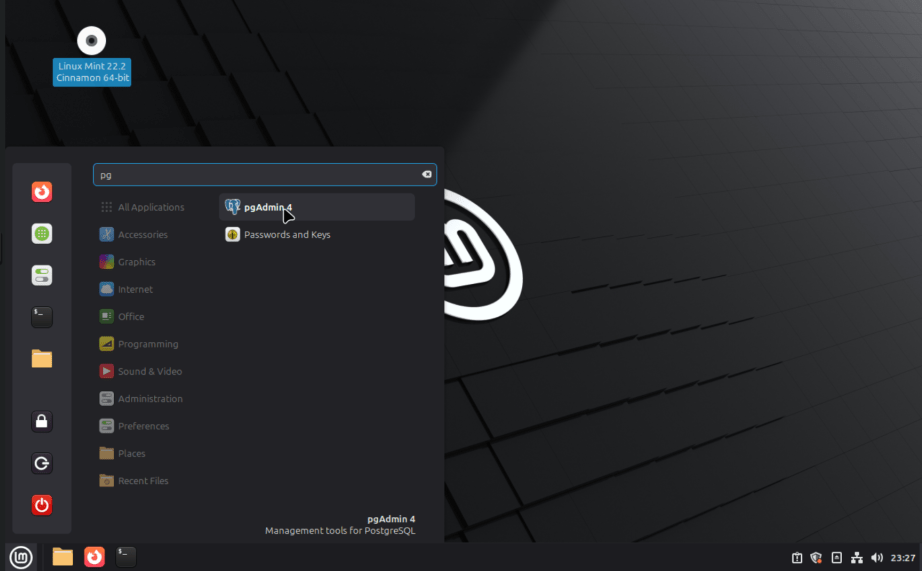 Installing PGAdmin on Linux Mint